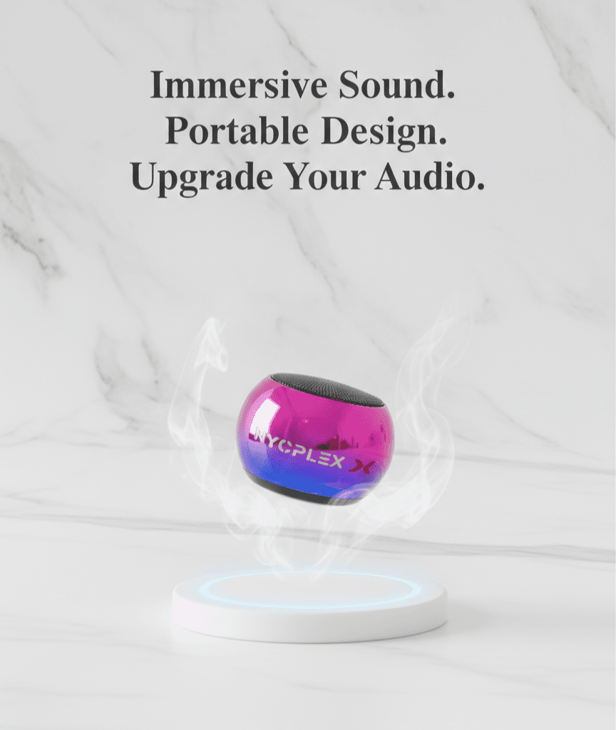 NYCPLEX X Ultra Mini Wireless Bluetooth Speaker with Heavy Metal Electroplating Round Speaker | Wireless Power Button Controlled, Long Lasting Battery & Quick Charge Pack of 1 (Multicolor)